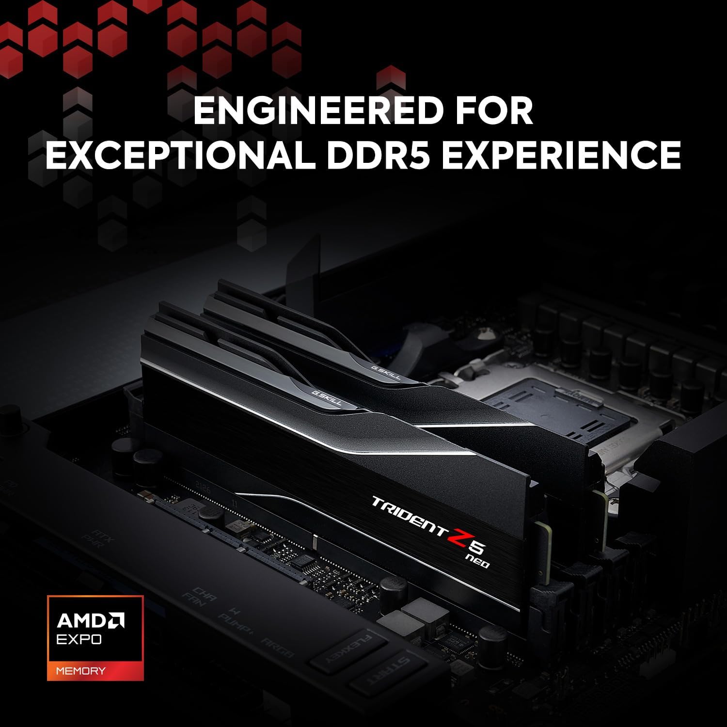 Detalle de los materiales y disipador de G.Skill Trident Z5 RGB DDR5 7200MHz