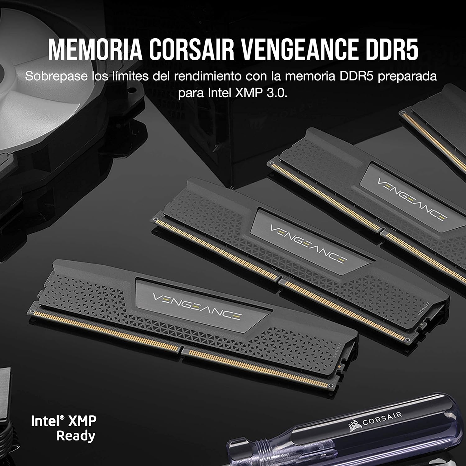 Detalle de los materiales y disipador de Corsair Vengeance DDR5 32GB 6000MHz