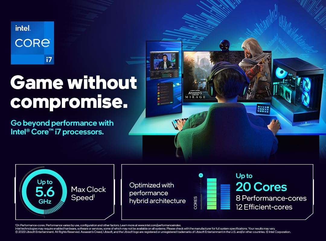 Vista de cerca del Intel Core i7-14700K montado en placa base