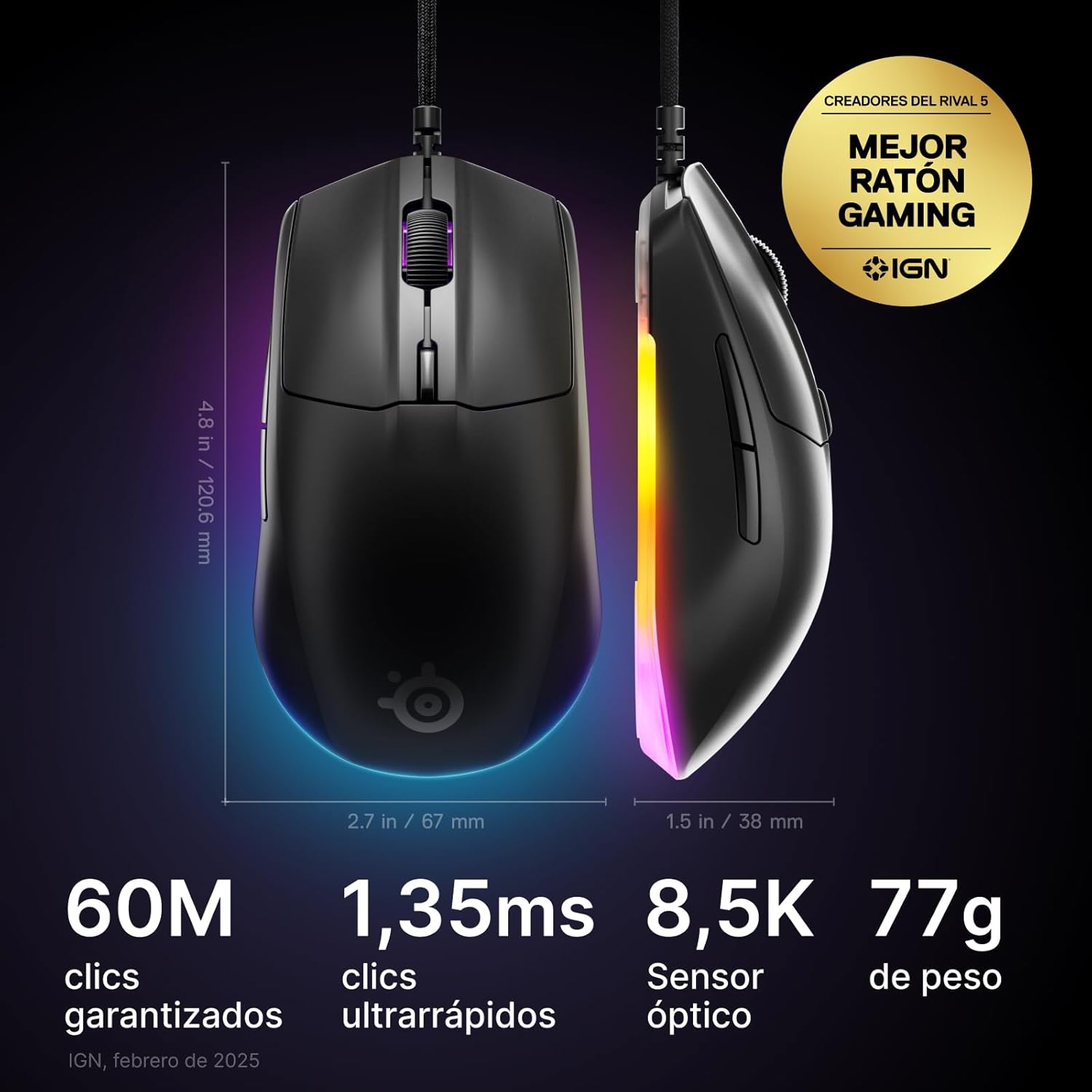 SteelSeries Rival 3 — Review Ratón en detalle