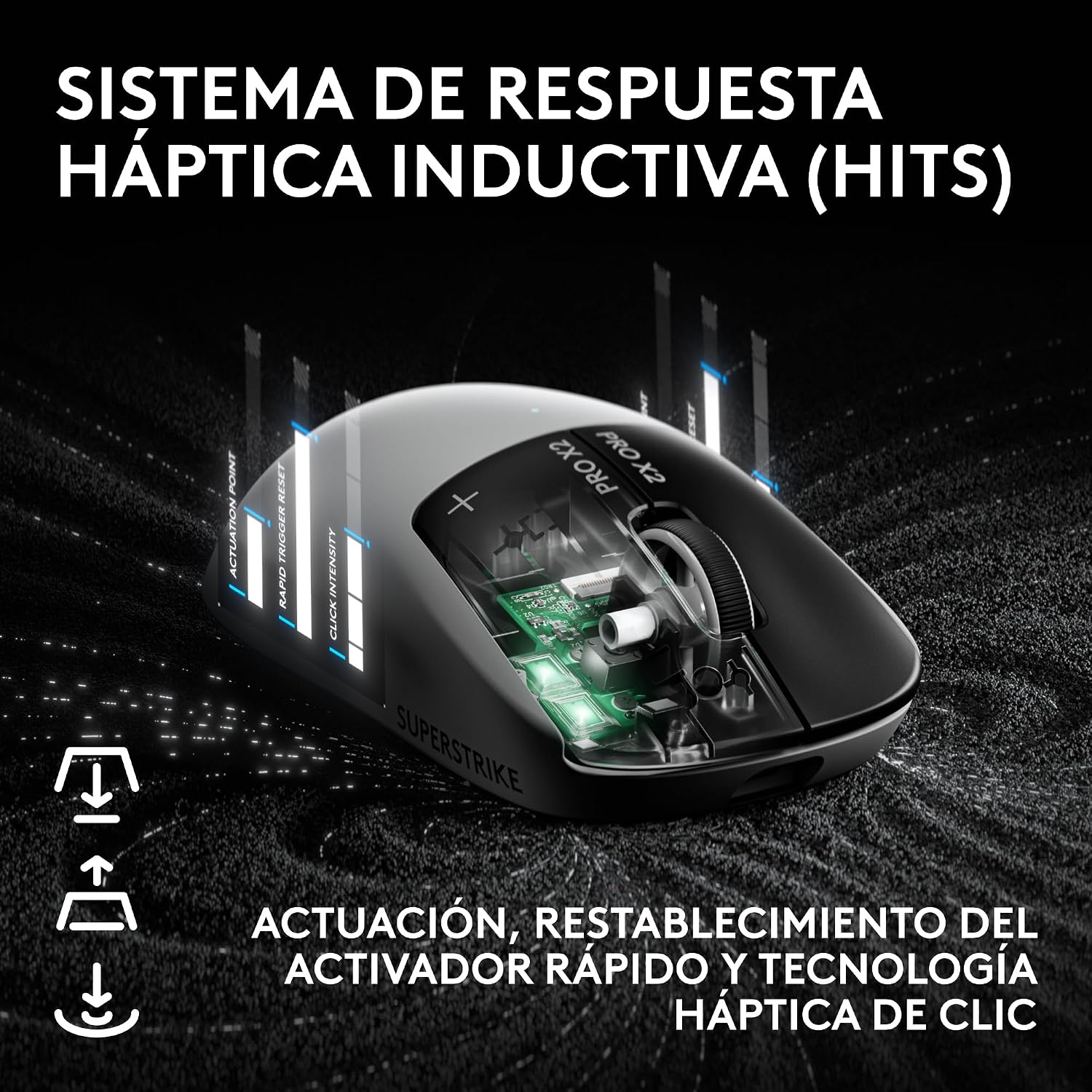 Detalle de los botones y acabados del G PRO X2 SUPERSTRIKE