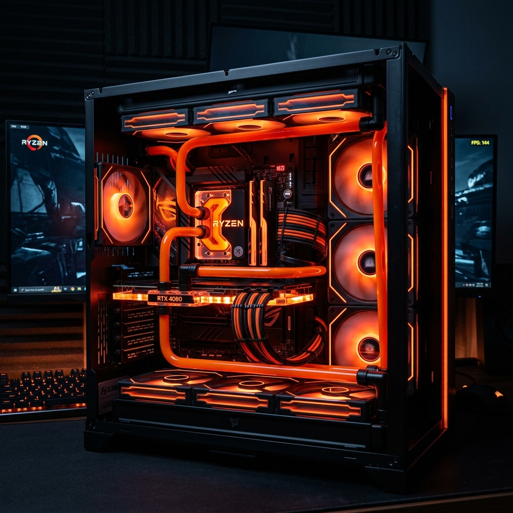 Interior de un PC Gaming con procesador iluminado